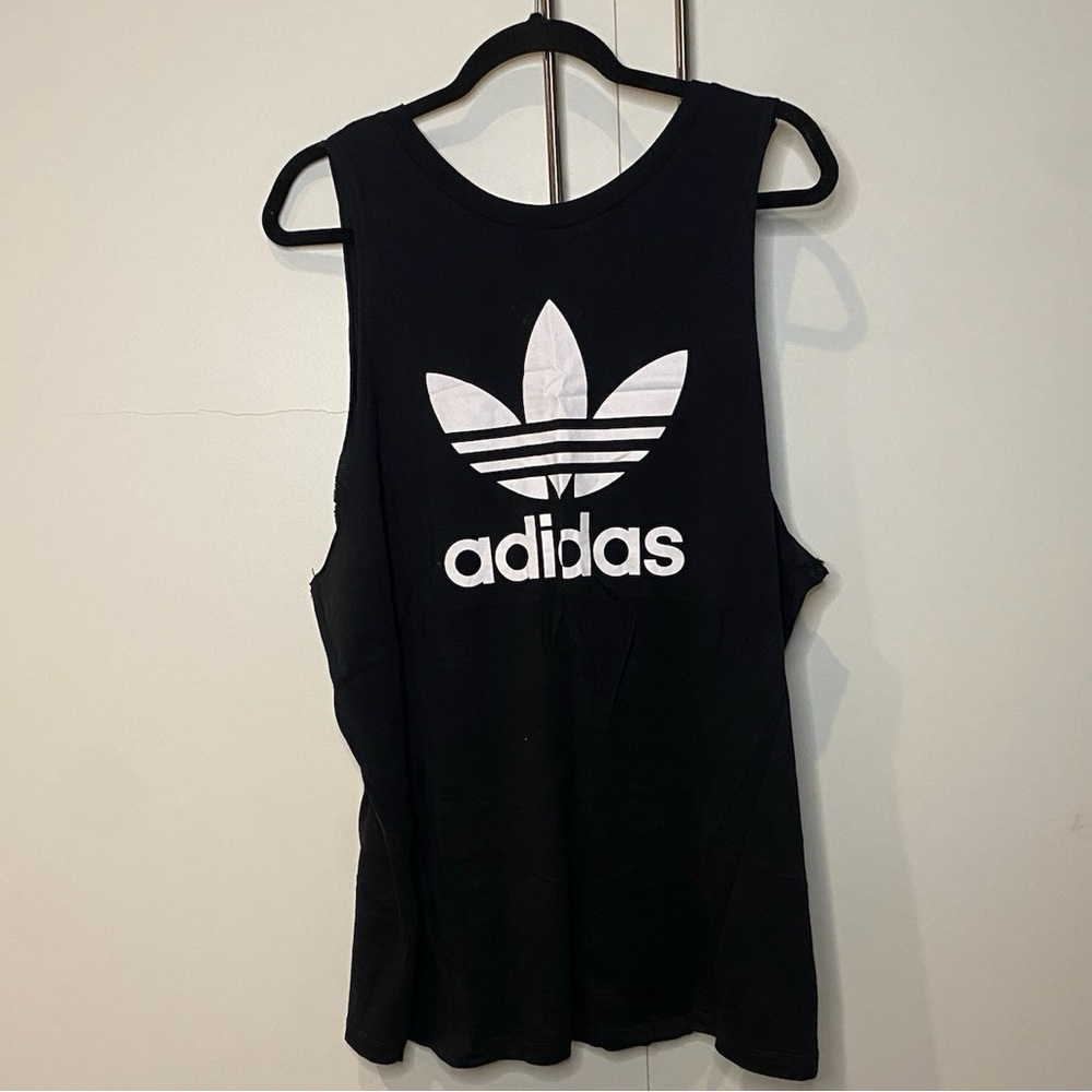Adidas Women's Black Muscle Tee with White Logo